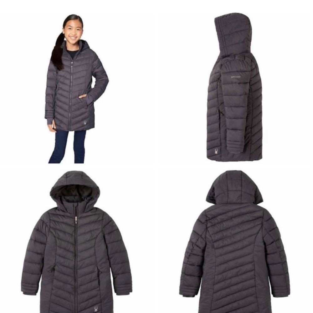 SPYDER Black Hooded Puffer Coat Long XL